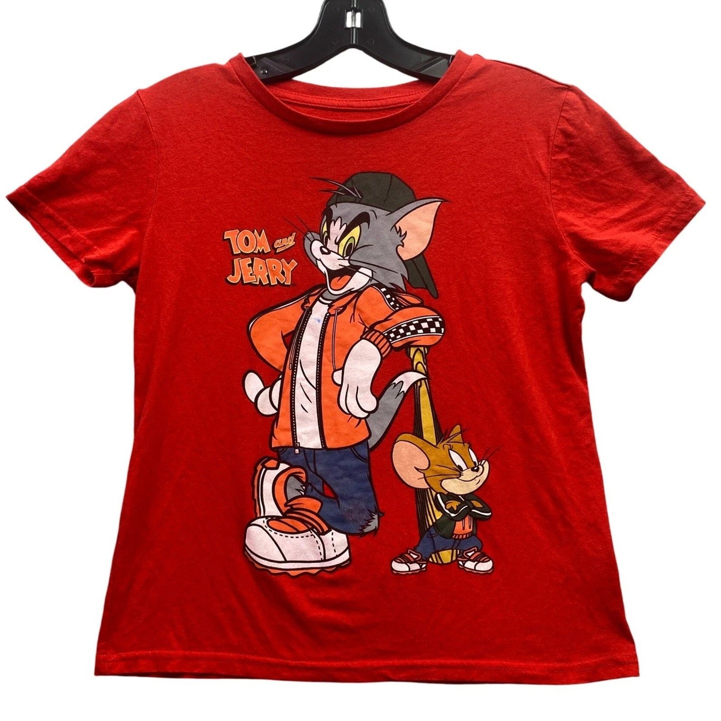 Tom and Jerry Shirt Boys Medium AOP Cartoon Spell Out Everyday Streetwear