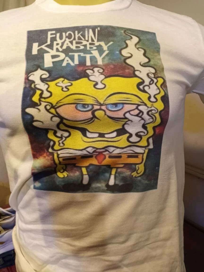 Hilarious Humor Weed Marijuana High Spongebob Crabby Patty