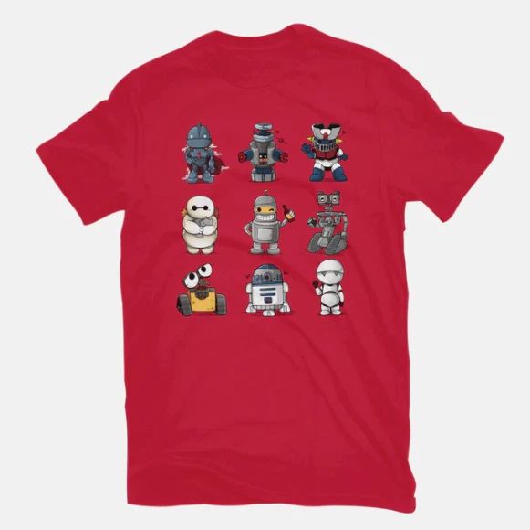Cool T-shirt with a cute little robot design for men and women