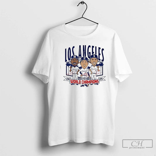 Classic Los Angeles Baseball Kershaw Shohei Freddie Back To Back World Champs Caricatures T Shirts