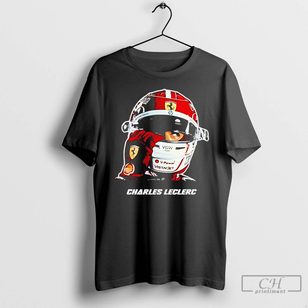 Classic Charles Leclerc Big Head Helmet T Shirts