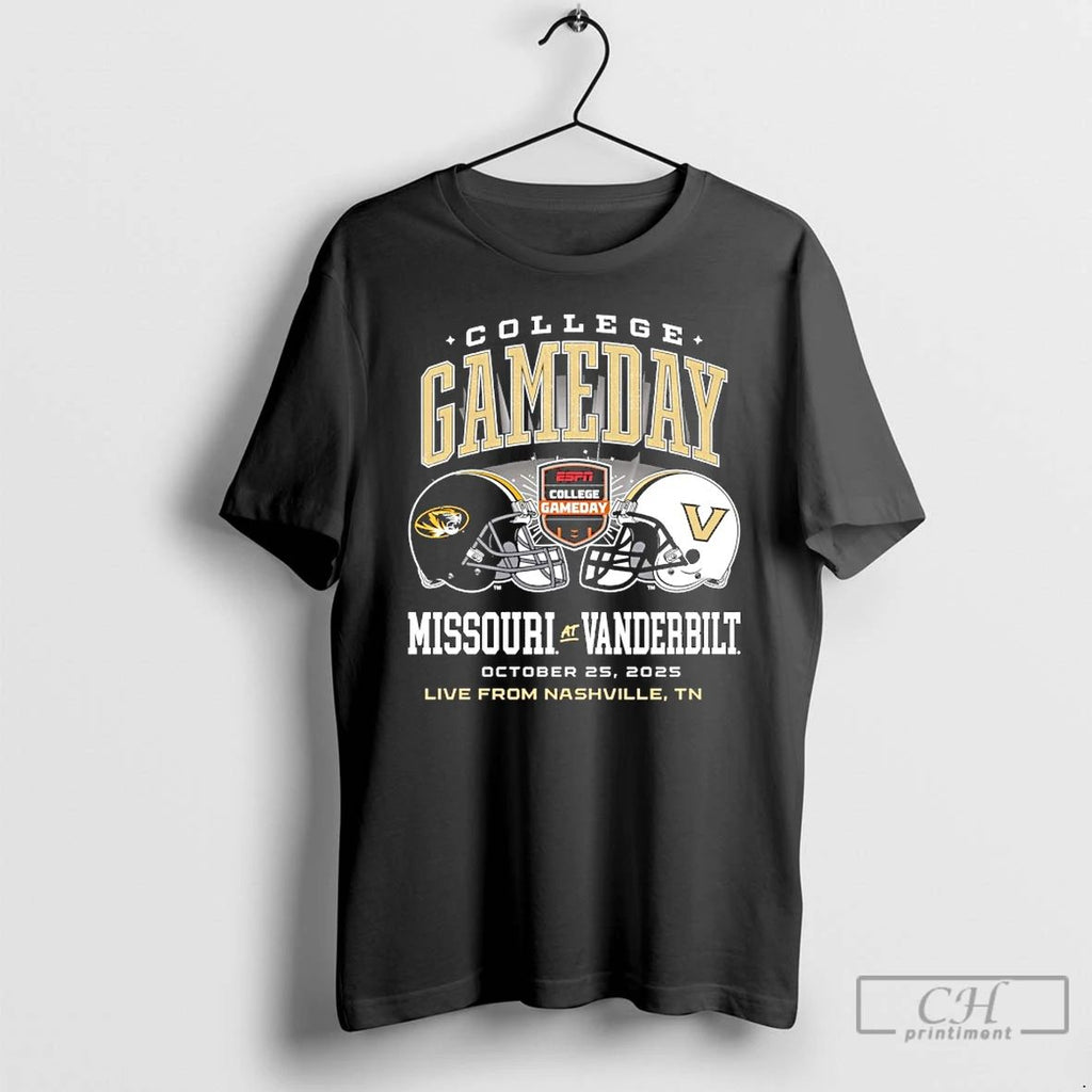 Classic College Gameday 2025 Missouri Tigers Vs Vanderbilt Commodores Dueling Helmet T Shirts