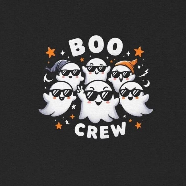 Cute Unisex Halloween T-shirt with Boo Crew Quote