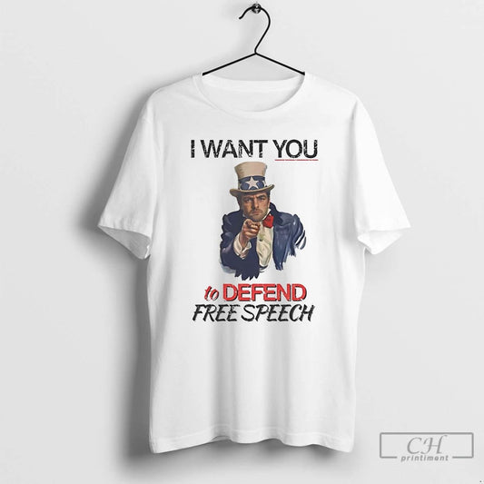 Premium Uncle Sam I Want You To Defend Free Speech T Shirts