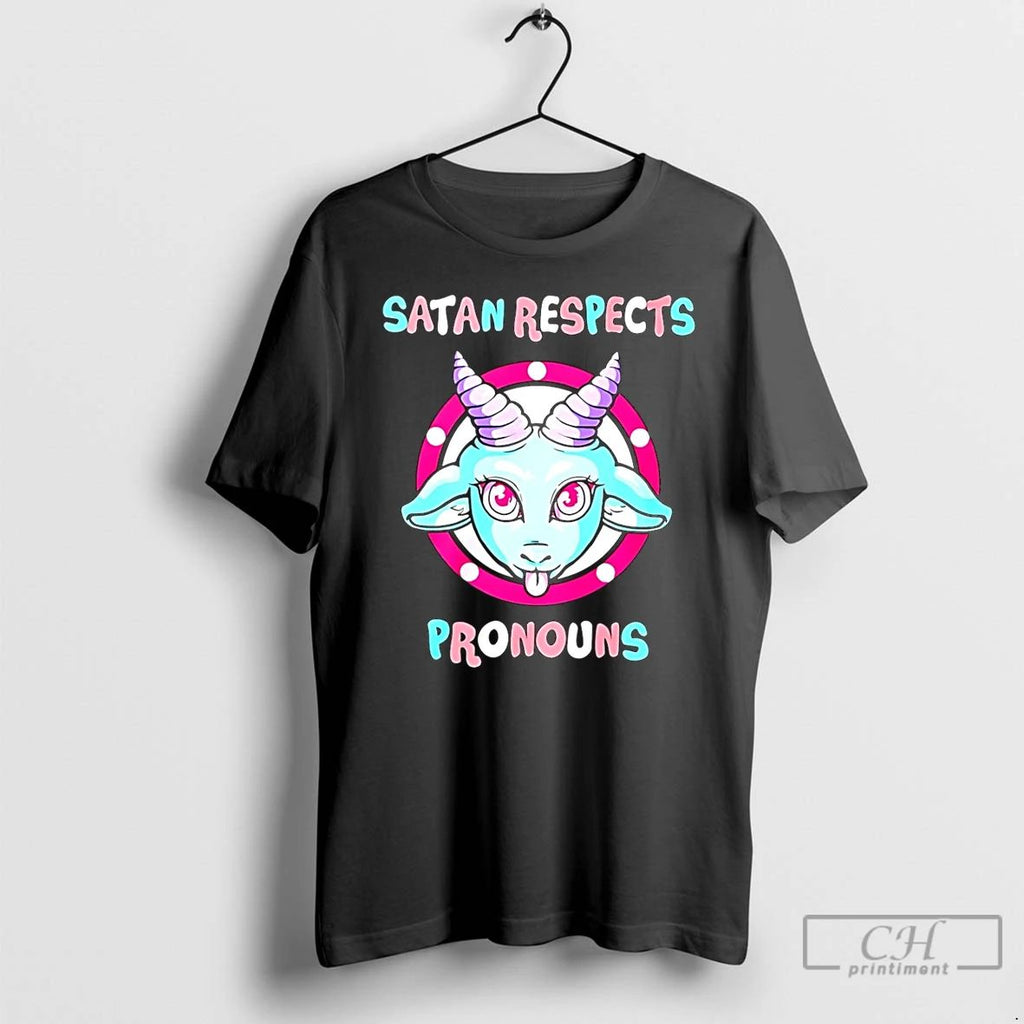 Premium Satan Respects Pronouns Goat T Shirts