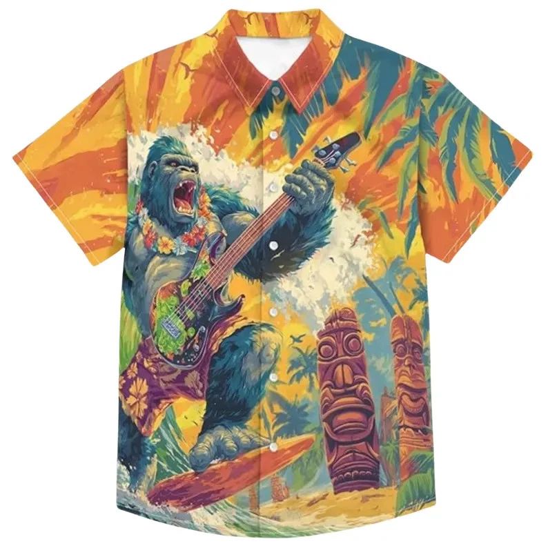 Surfing Gorilla Hawaii Shirt Tropical Beach Vacation Summer Aloha