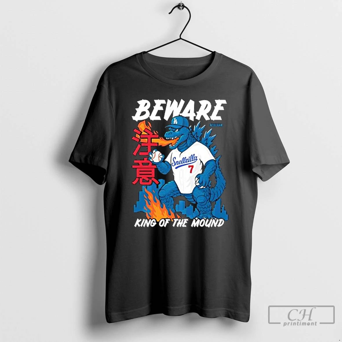 Classic Los Angeles Dodgers Hooligan La Snellzilla Beware King Of The Mound T Shirts