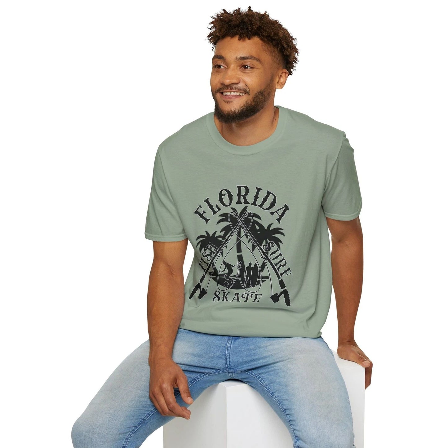 Florida Fish, Surf, Skate Vacation Gift Unisex Soft style T-Shirt