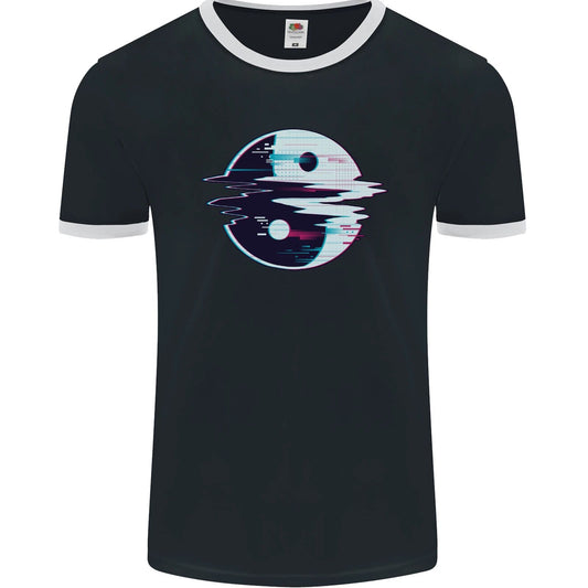 Yin Yang Glitch Yoga Meditation SCI-FI MMA Mens Ringer T-Shirt FotL