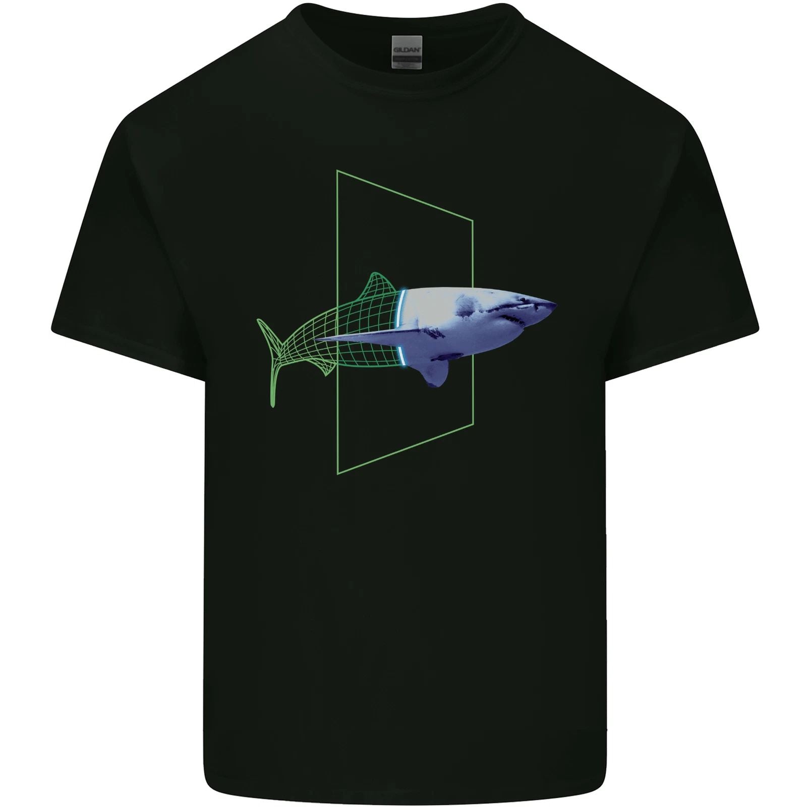 A SCI-FI Shark Mens Cotton T-Shirt Tee Top