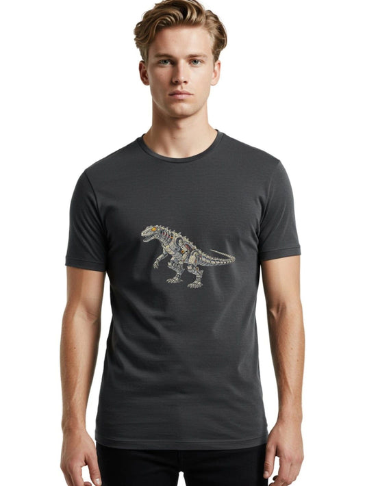 Robot-T-Rex Mens Graphic Tee, 100% Cotton, Casual Summer Wear