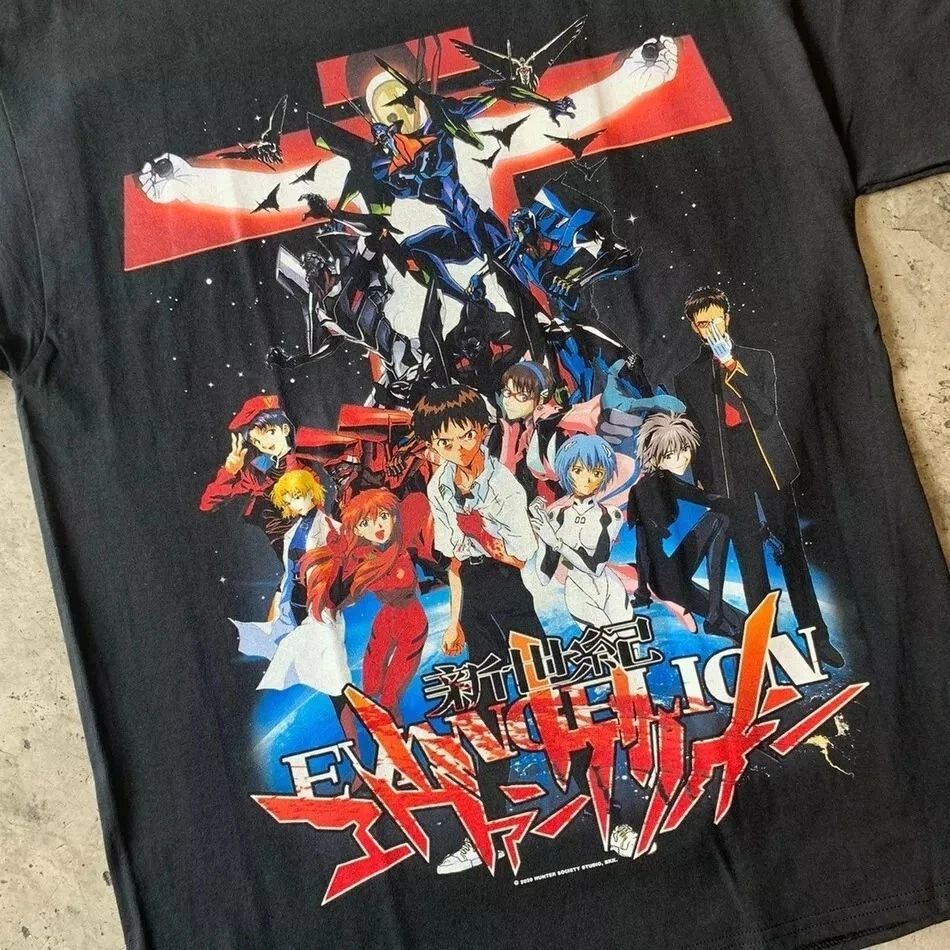 Neon Genesis Evangelion Anime Black Cotton T-shirt Unisex S-5XL