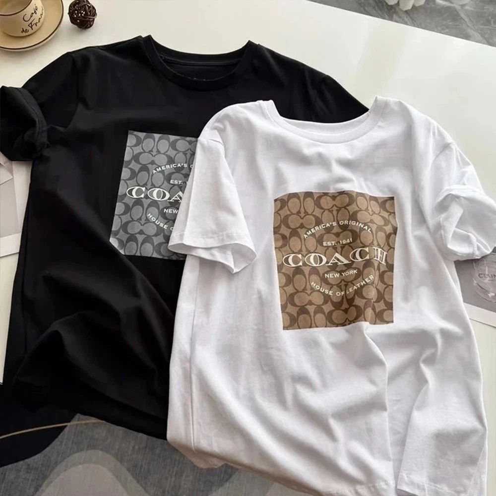 Coach Logo TShirt Set Black and White  Trendy Fashion Tee