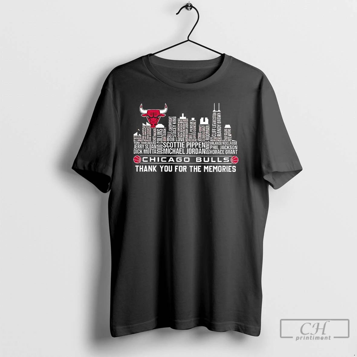 Premium Chicago Bulls Basketball Thank You For The Memories Names Players Skyline T Shirts