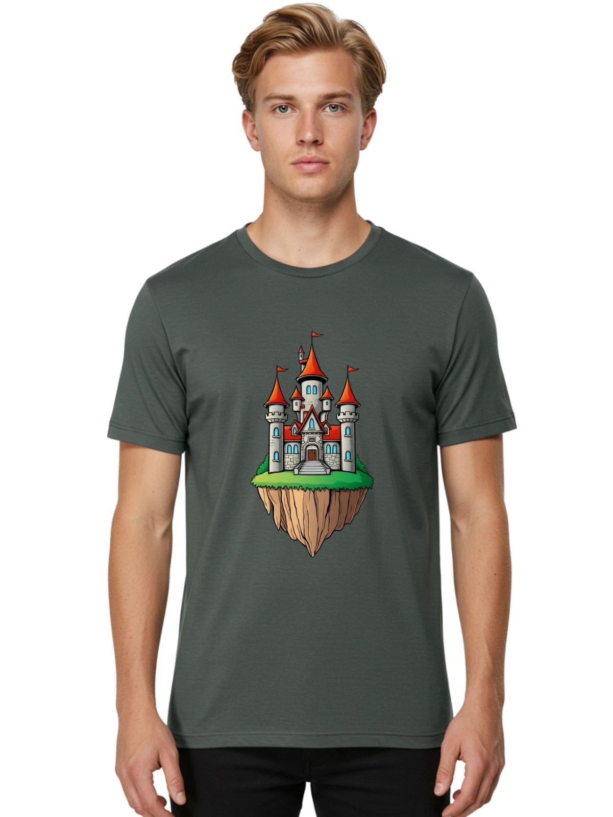 Floating-Castle-12 Mens Graphic Tee, 100% Cotton, Casual Summer Wear