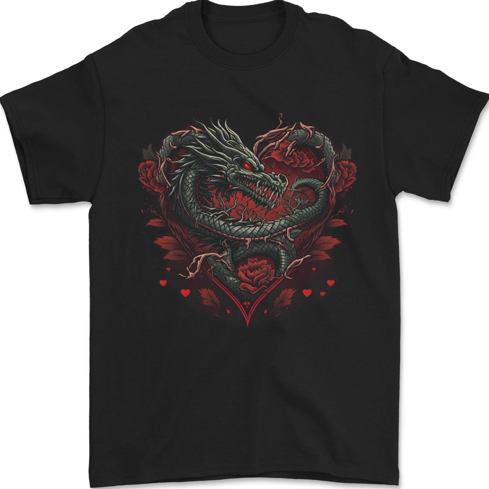 Dragon Heart Fantasy Roses of Passion Mens T-Shirt 100% Cotton