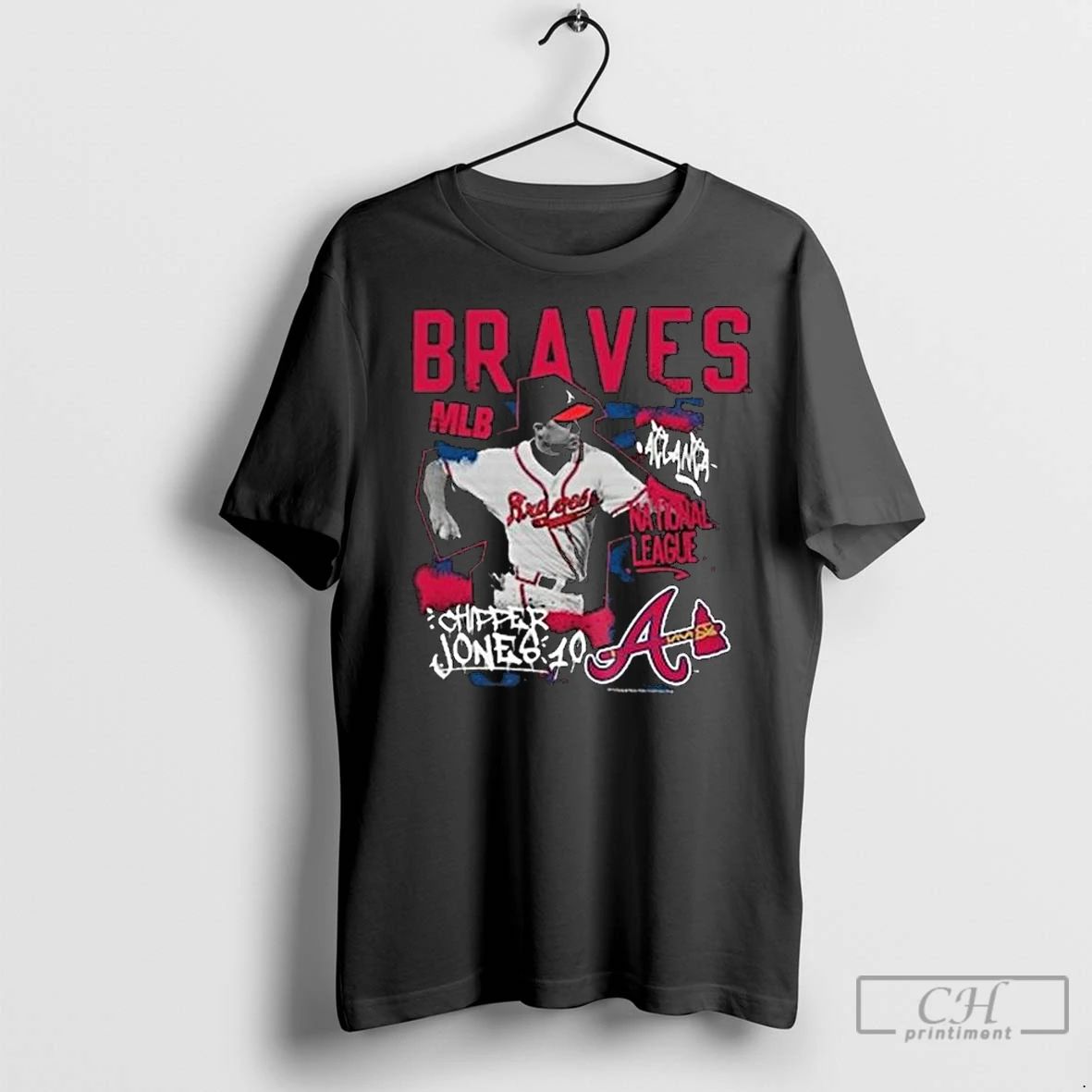 Classic Atlanta Braves Chipper Jones Mitchell Ness Cooperstown Star Moment 2025 Long Sleve