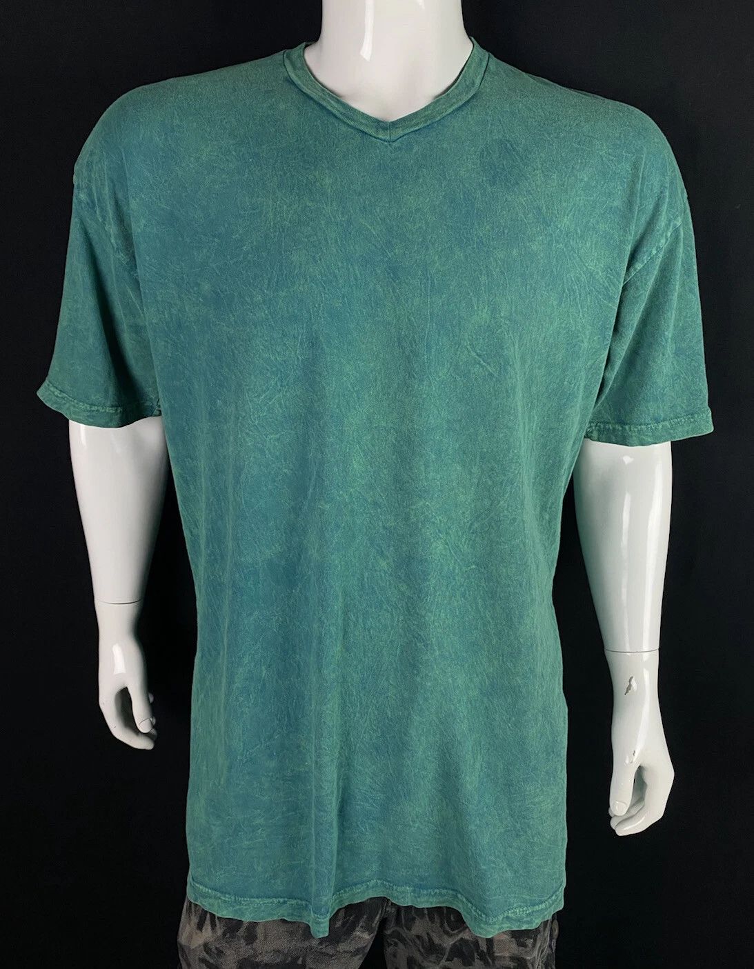 Stranded Brand Pigment Dye Green V-Neck Cotton T Shirt, Men's Size XLT, Trim Fit
