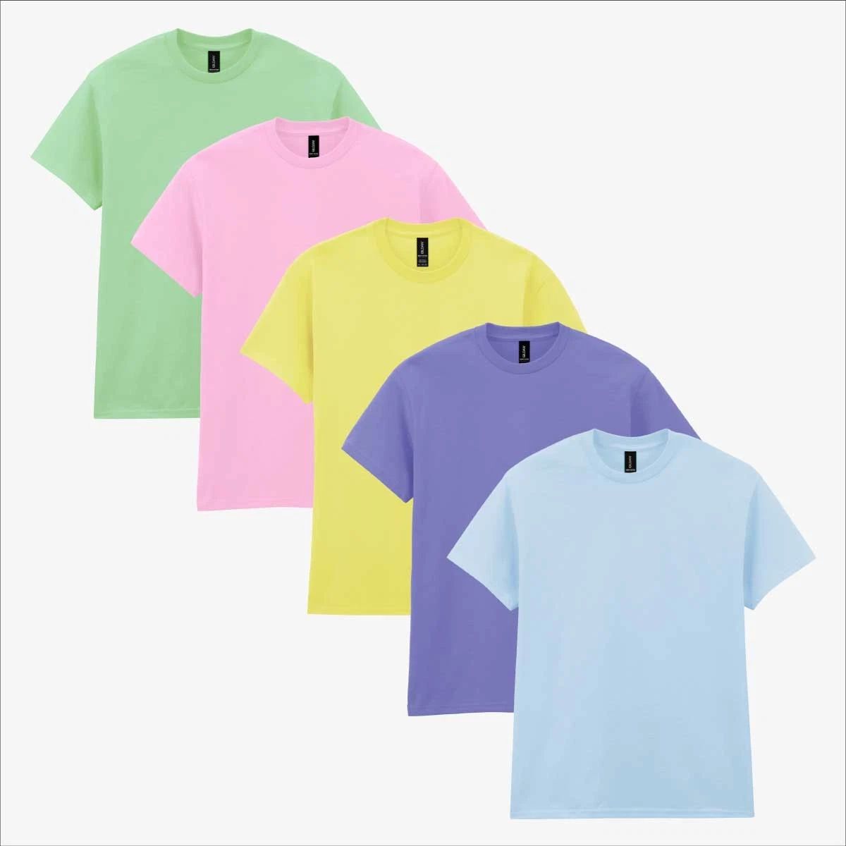Gildan Mens 5-Pack T-Shirt Summer Casual Cotton Crew Neck Tee Plain