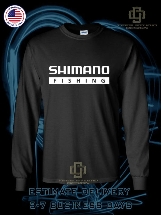 New Tee Shimano Fishing Logo Men's Long Sleeve T-Shirt American Dotees T-Shirt