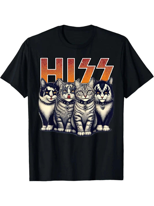 Cute Hiss Cats Rock Kittens Kitty Rocking Music Cat Lovers Men T-Shirt Men Woman