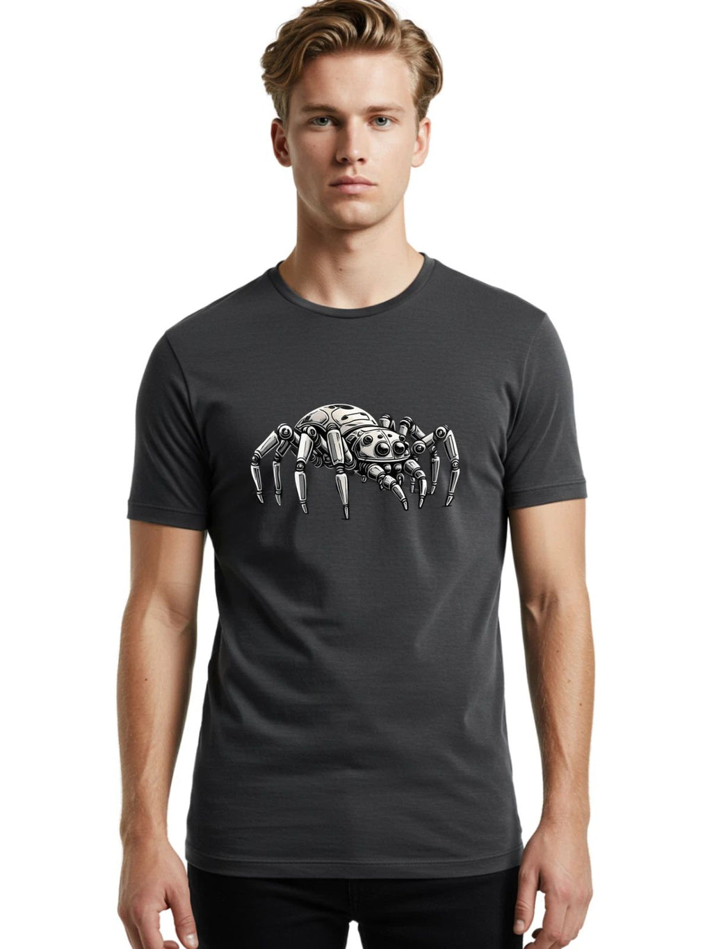 Robot-Spider-1 Mens Graphic Tee, 100% Cotton, Casual Summer Wear