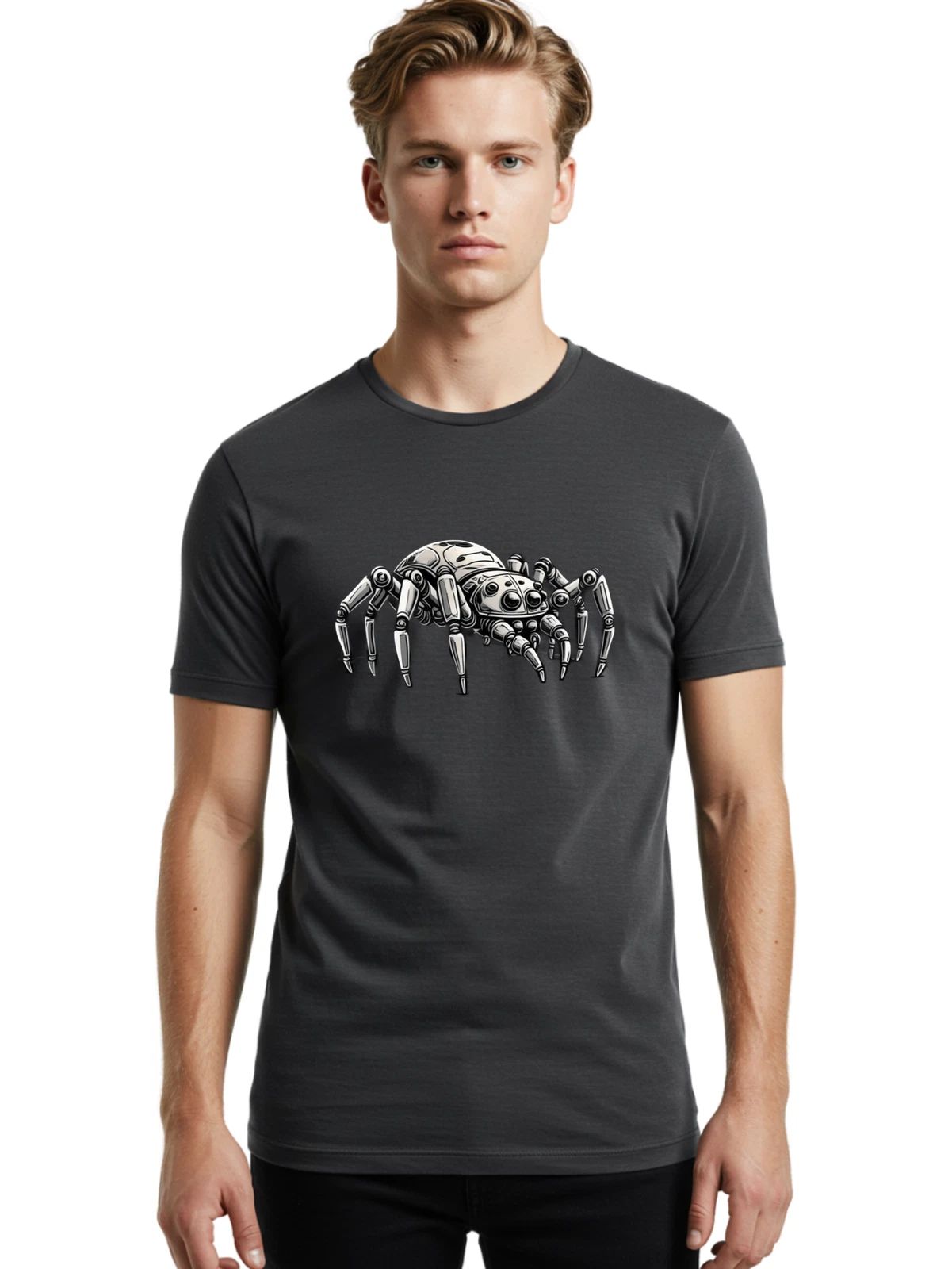 Robot-Spider-1 Mens Graphic Tee, 100% Cotton, Casual Summer Wear