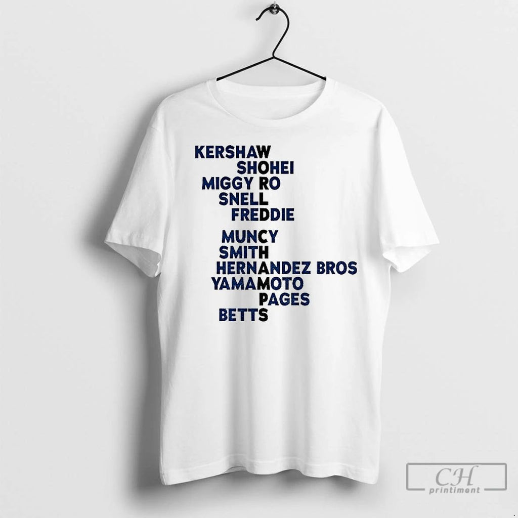 Premium Kershaw Shohei Miggy Ro Snell Freddie Los Angeles Dodgers Baseball World Champs Acrostic Mlb