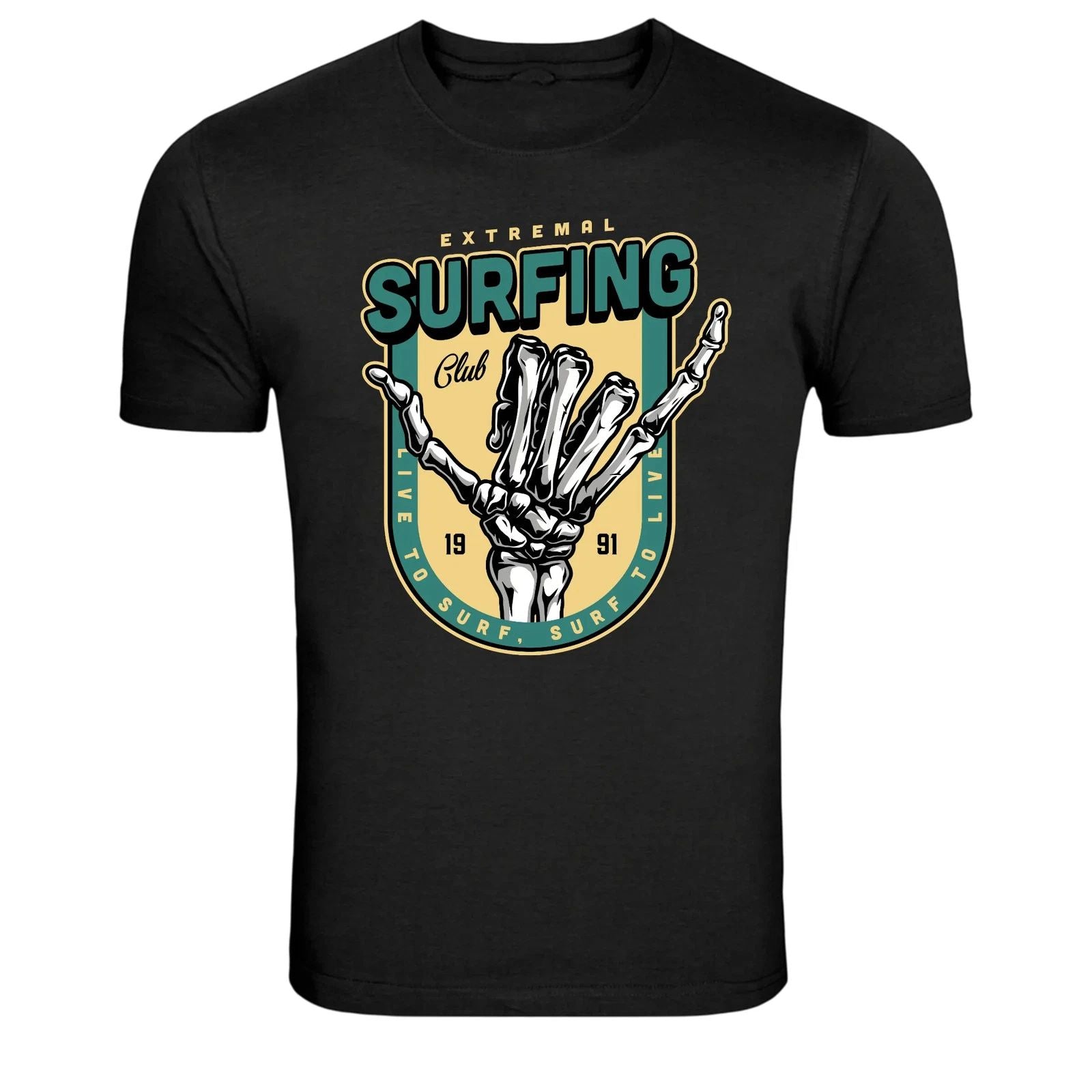 Extreme Surfing Club Skeleton Hand Graphic Tee