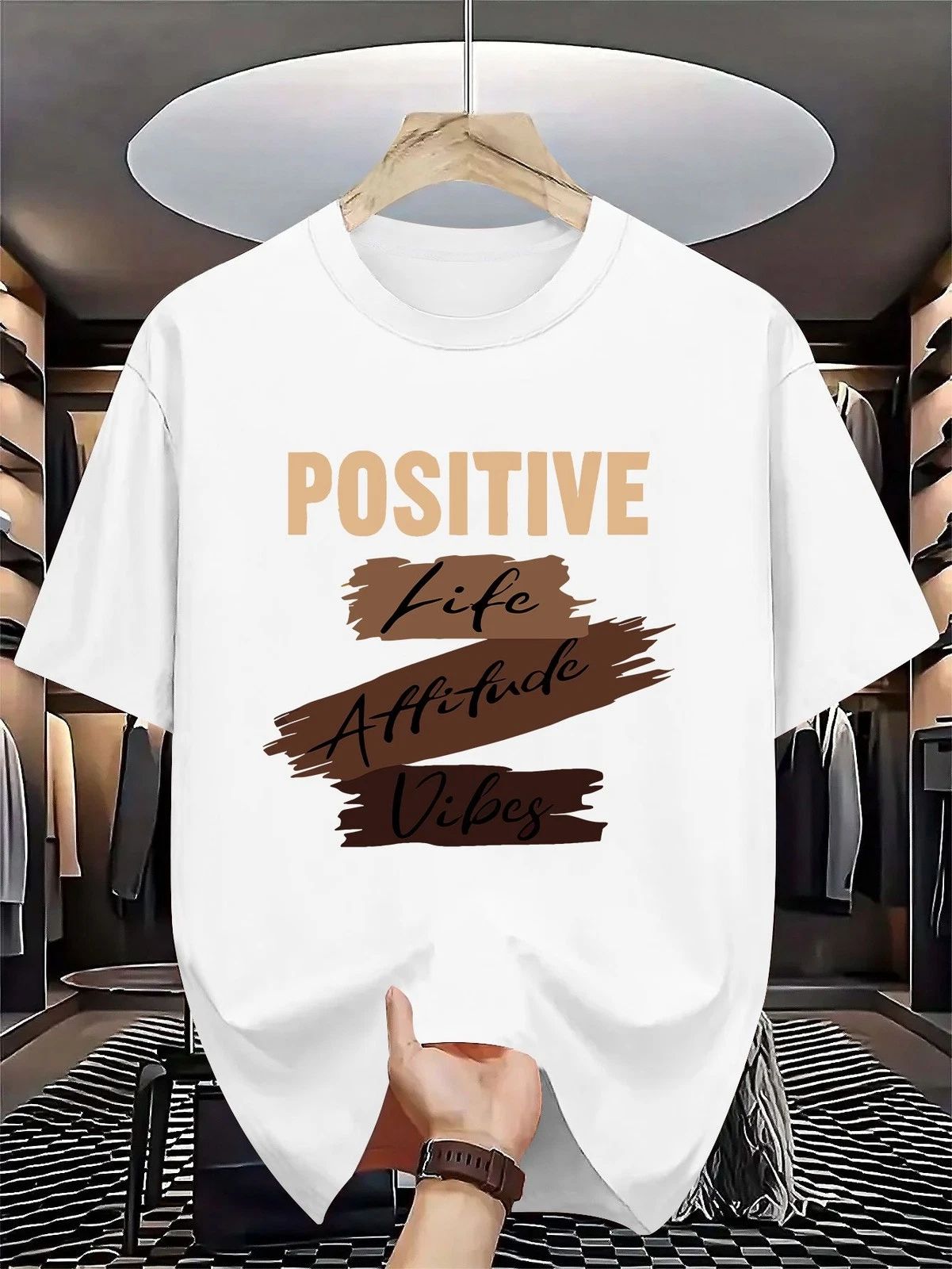 Positive Life Attitude Vibes Graphic T-Shirt Motivational Quote Tee Gift