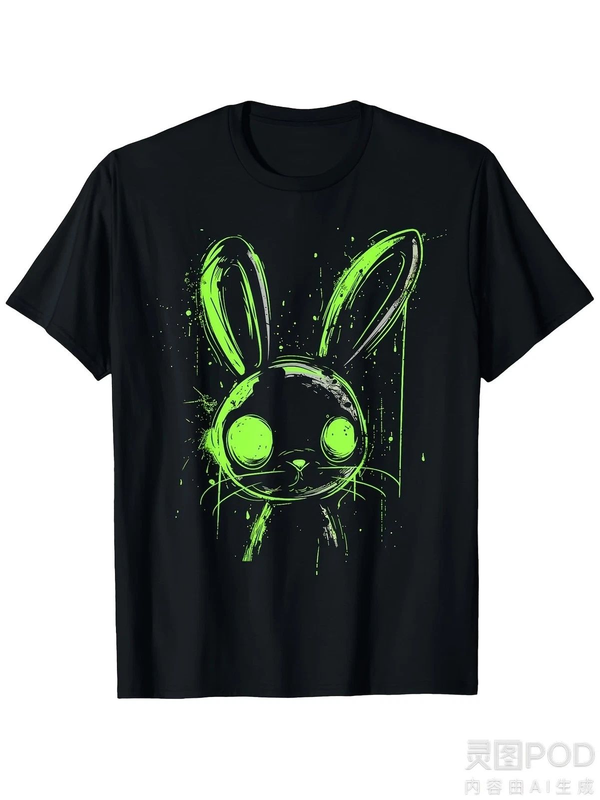 Men'S Pastel Goth Bunny Graphic T-Shirt Featuring a Creepy Cute Rabbit with Gr