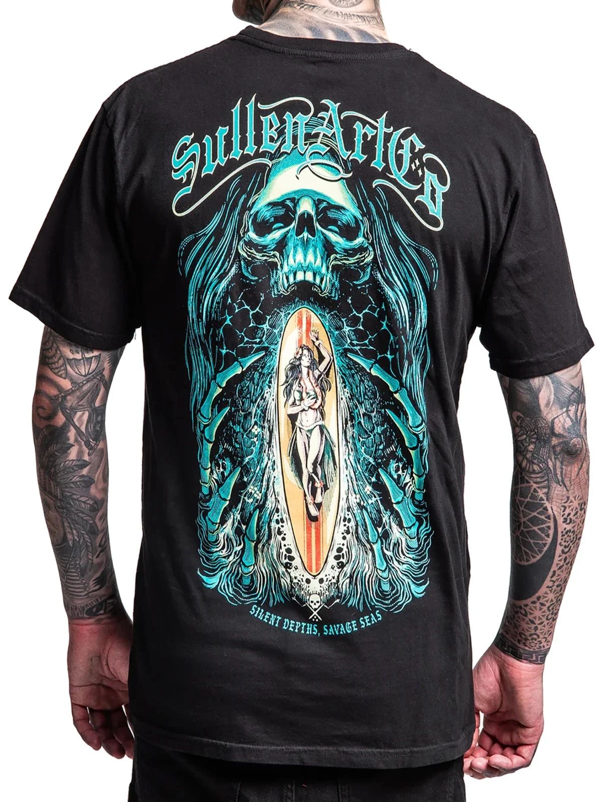 Sullen Men's Silent Depths Short Sleeve Premium T-shirt Surfer Girl Skull Tee