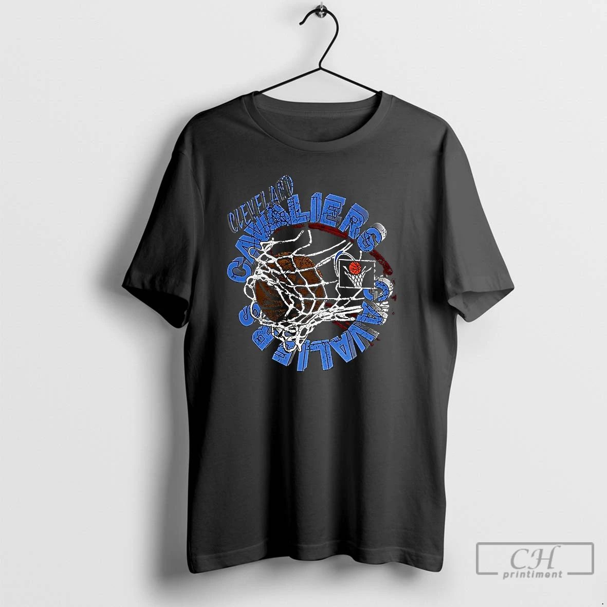Classic Cleveland Cavaliers Basketball Hoop Logo Retro T Shirts
