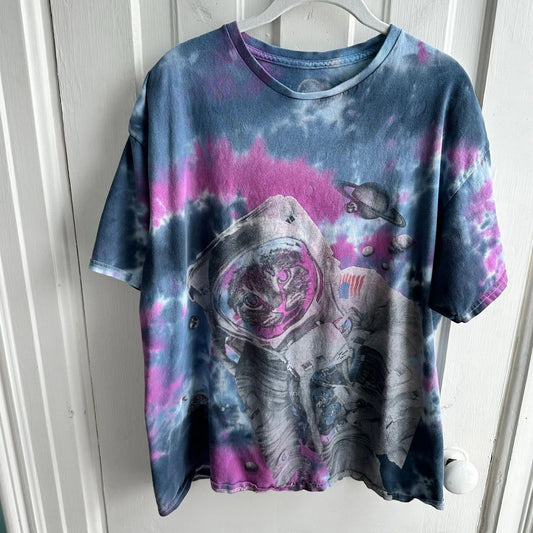 DOMA Tie Dye Astronaut Space Galaxy Kitten Cat Graphic Tee
