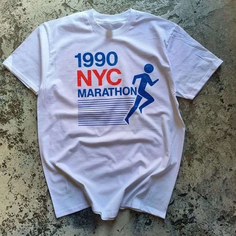 Vintage 1990 NYC Marathon T-Shirt Sweatshirt Hoodie Retro Tee
