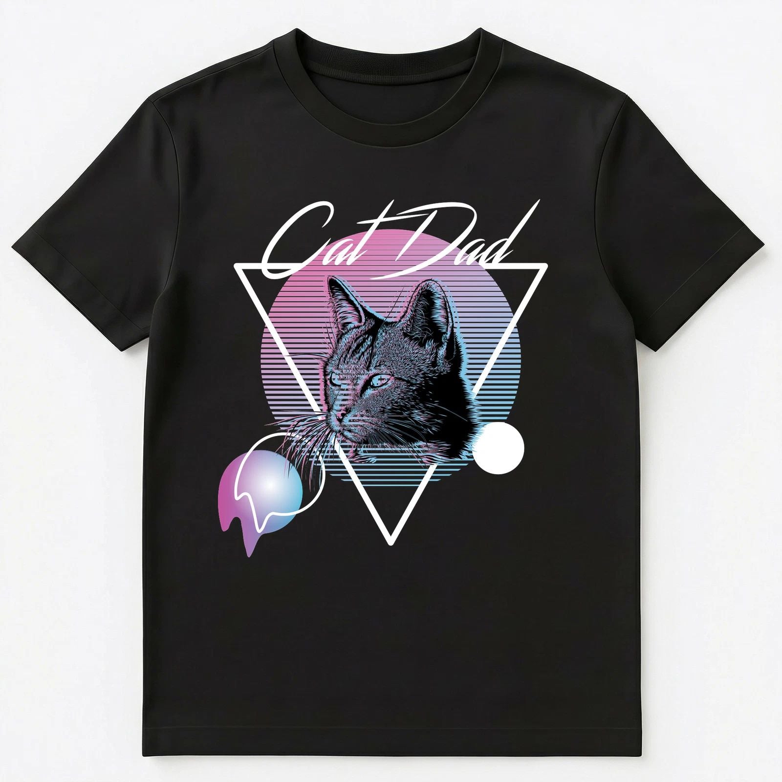 Cat Dad Retro Vaporwave Aesthetic Art Style Unisex T-Shirt