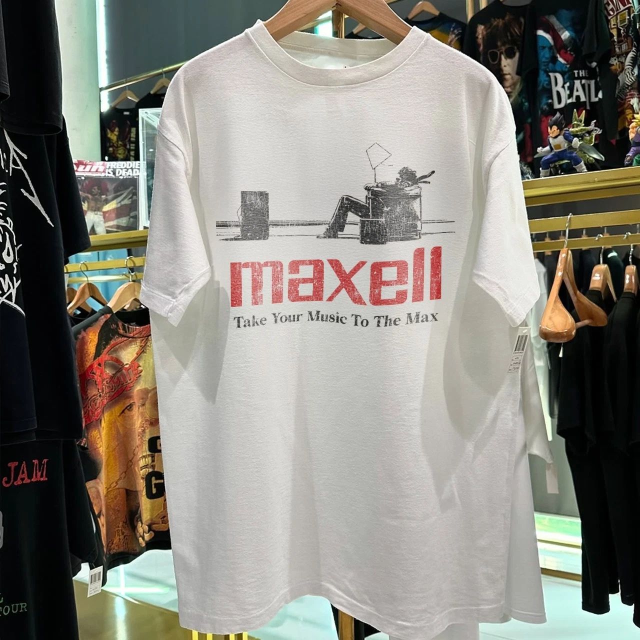 90s Maxell Washed White T-Shirt XL