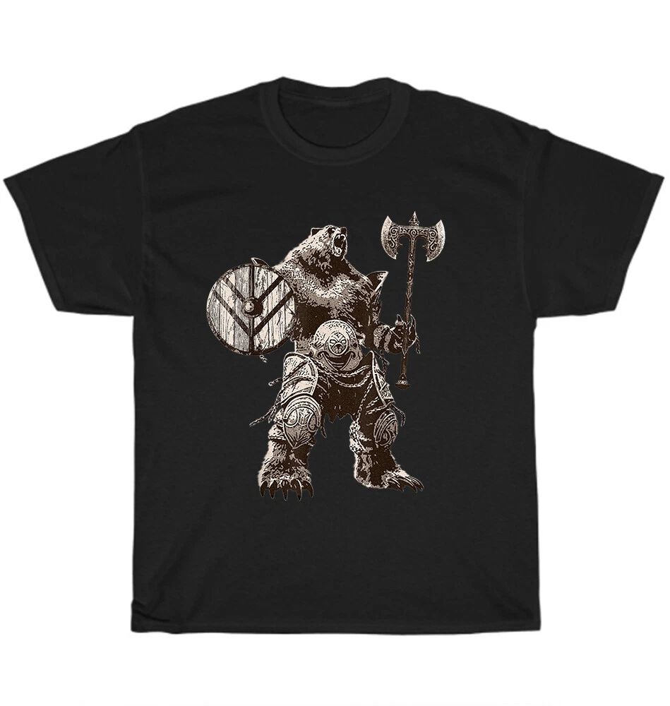 Viking Bear Warrior Odin Vikings Norse Myths T-Shirt Unisex Funny Tee Gift NEW