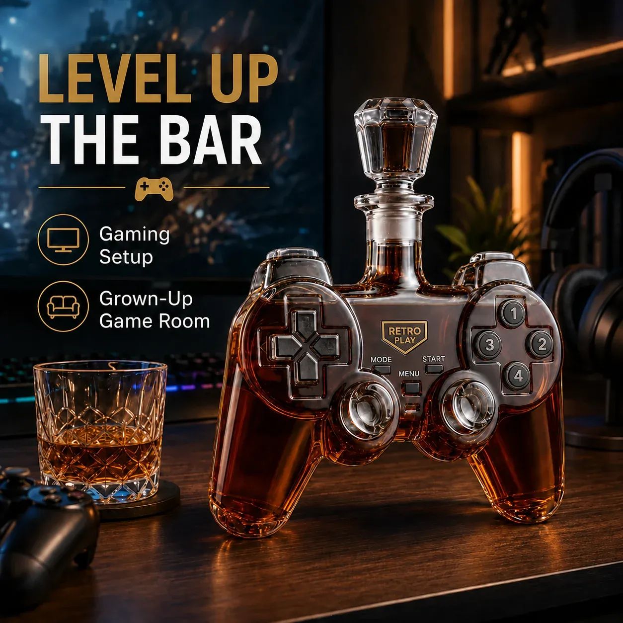 Retro Gaming Controller Whiskey Botlte