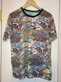 Eighty Eight All Over Graffiti Print Crew Neck T Shirt Size XL Drippin Graphics