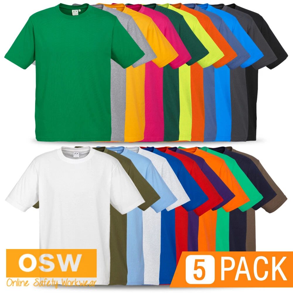 5 x Mens Premium Cotton Casual CREW Neck Modern Fit Tees Size S~5XL T10012
