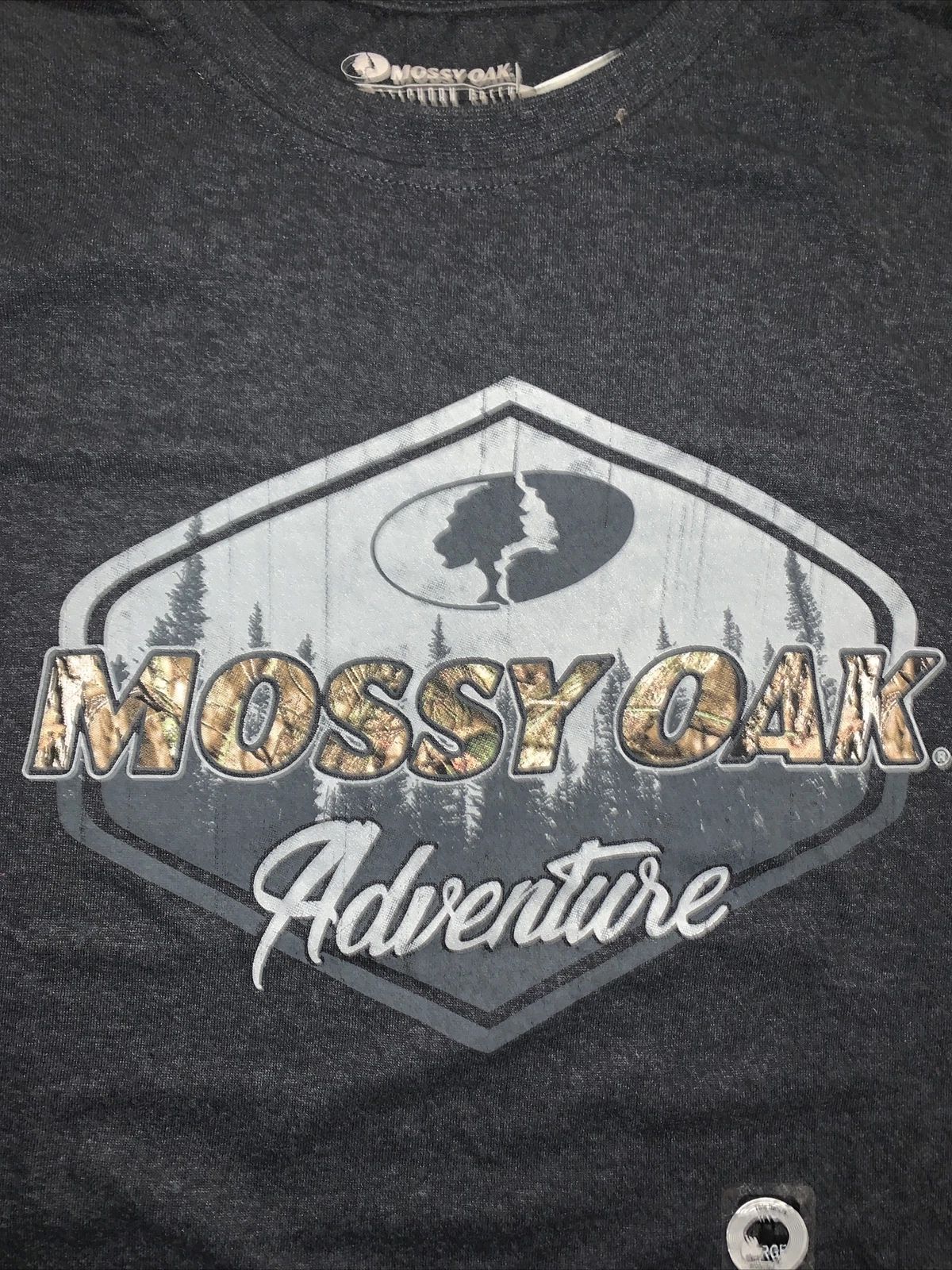 XL Mossy Oak Adventure Black Short Sleeve Tree And Camo Logo Tee NWT (M7)