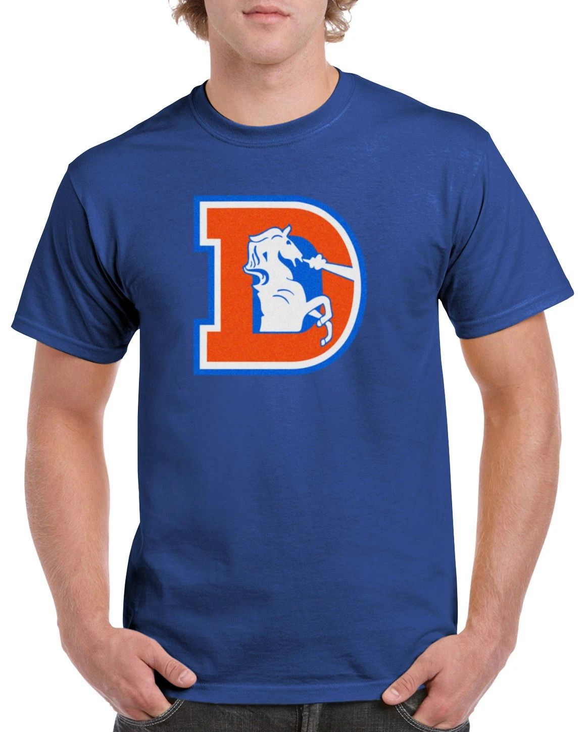 Broncos T-Shirt Denver Football Old Classic Throwback D Retro GDB02