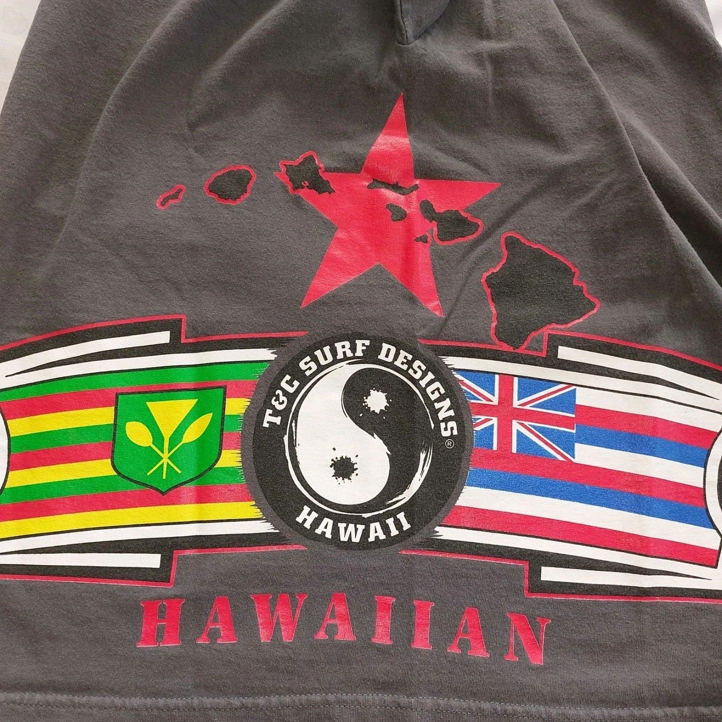 T&C Surf Designs Surf Shirt Mens L Sovereign Nation Graphic Hawaii Tee Aloha
