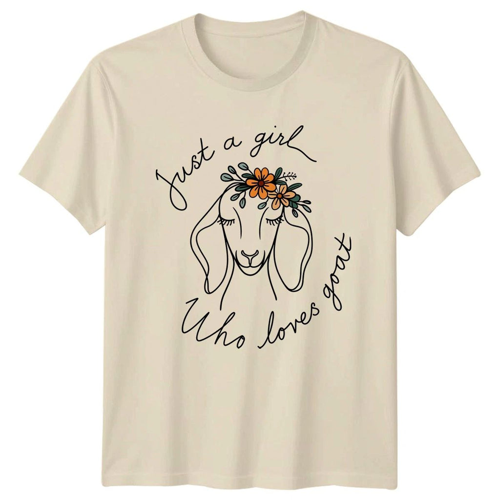Just A Girl Who Loves Womens T-Shirt Goat Lover Farming Gift For Her