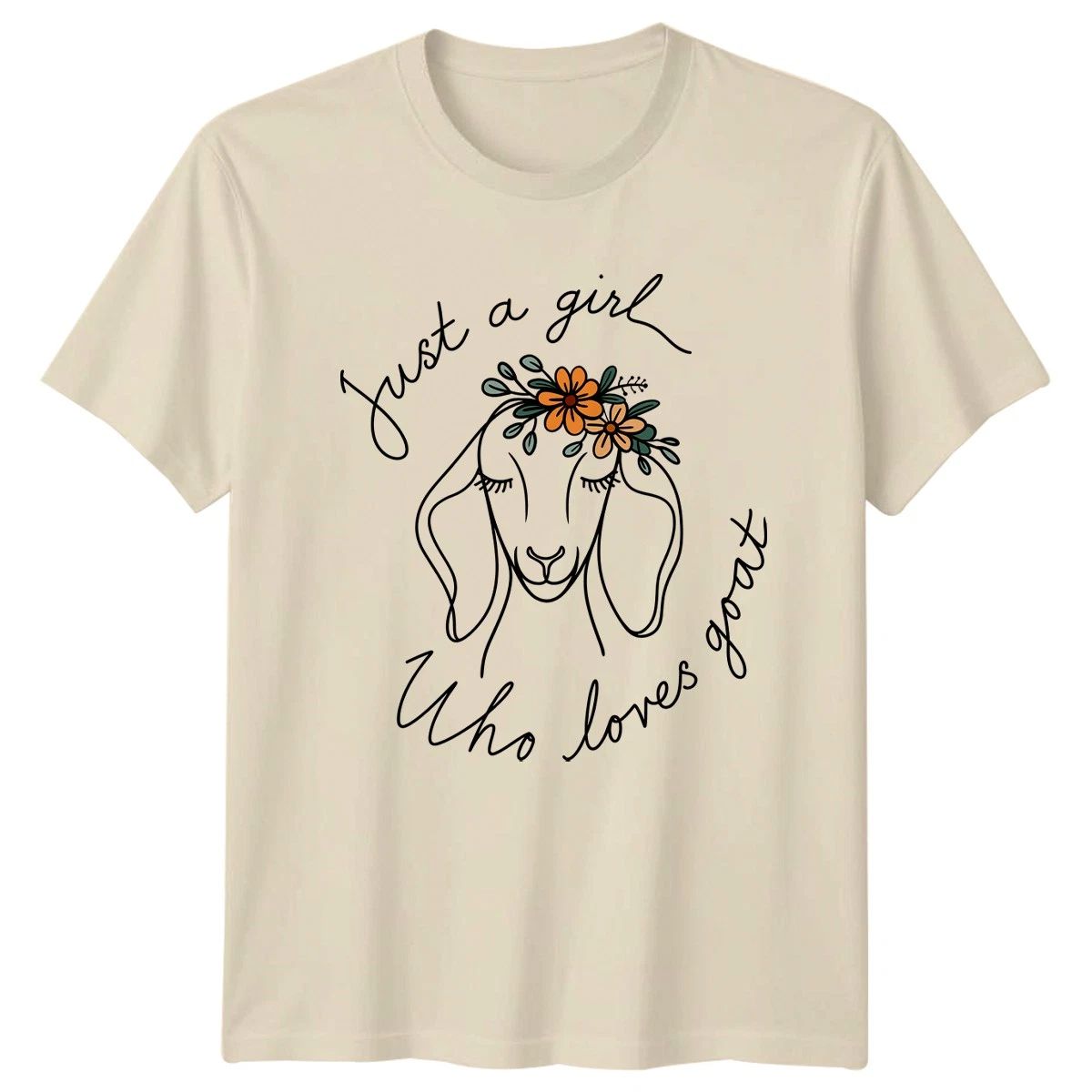 Just A Girl Who Loves Womens T-Shirt Goat Lover Farming Gift For Her