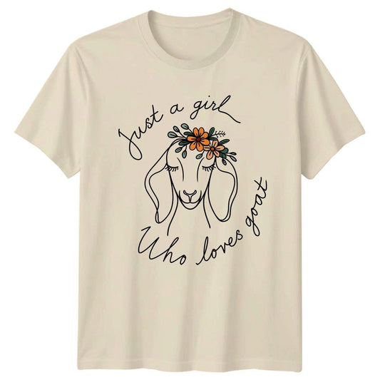 Just A Girl Who Loves Womens T-Shirt Goat Lover Farming Gift For Her