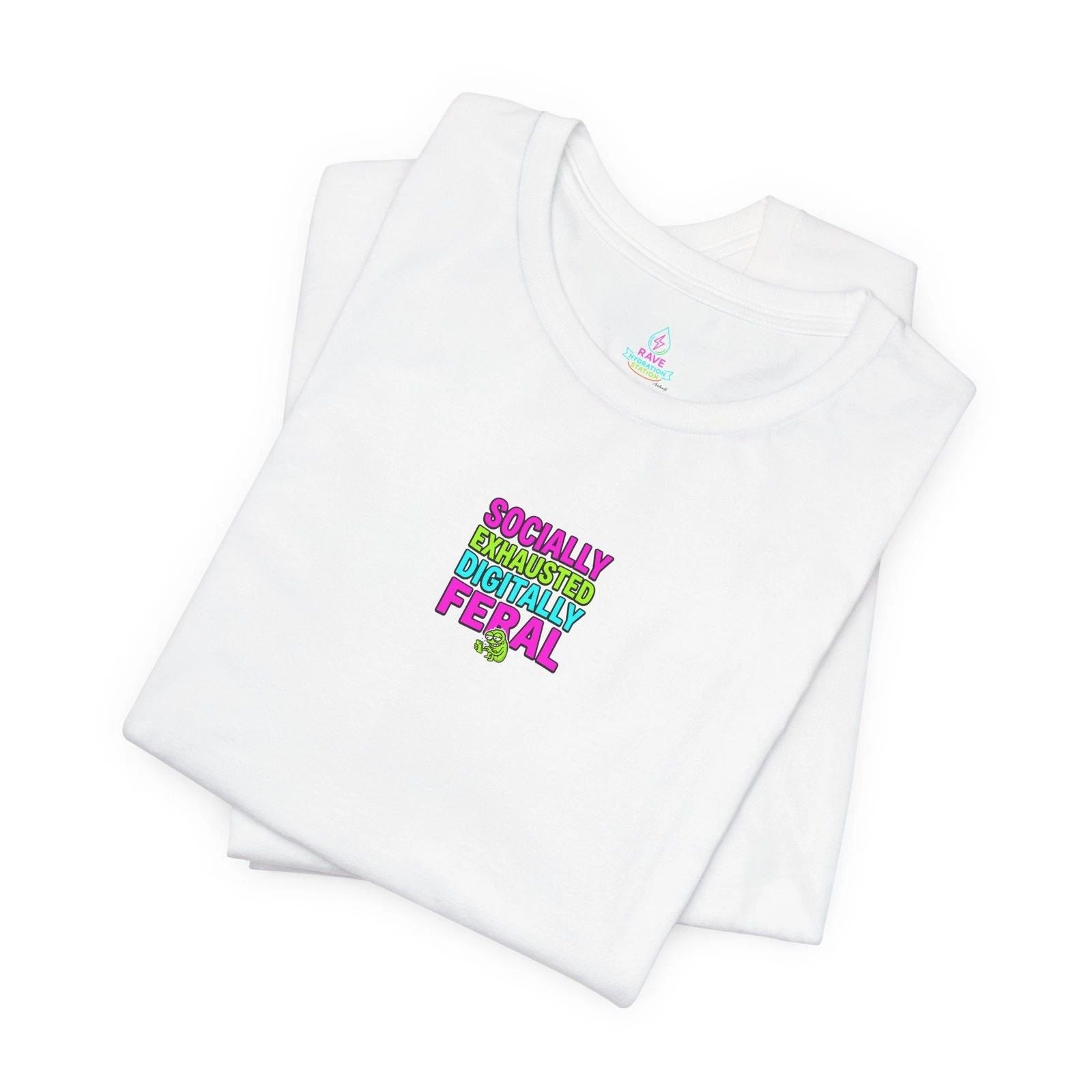 Socially Exhausted Digitally Feral Tee | meme shirt, brain rot humour