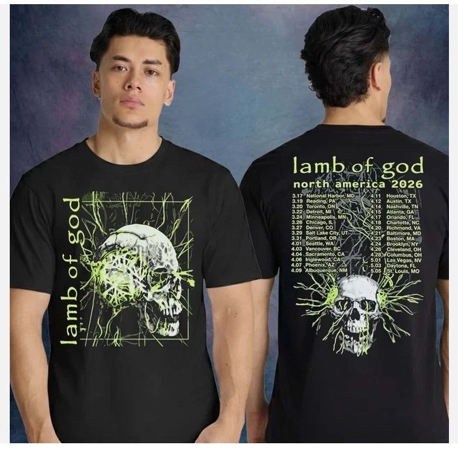 Lamb Of God Electric Skull Tour 2026 short sleeve 2 side shirt
