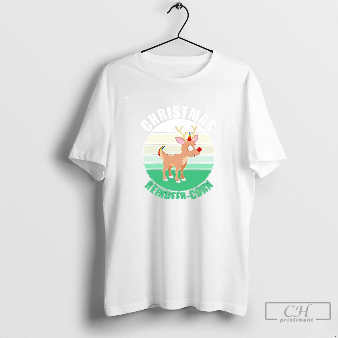 Classic Reindeer Corn Rainbow Nose Christmas T Shirts